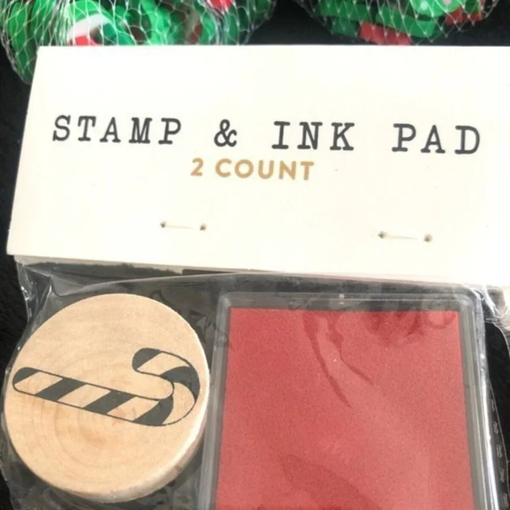 Christmas Erasers Stamp Ink Pad‎ Set Holiday Candy Cane Holly